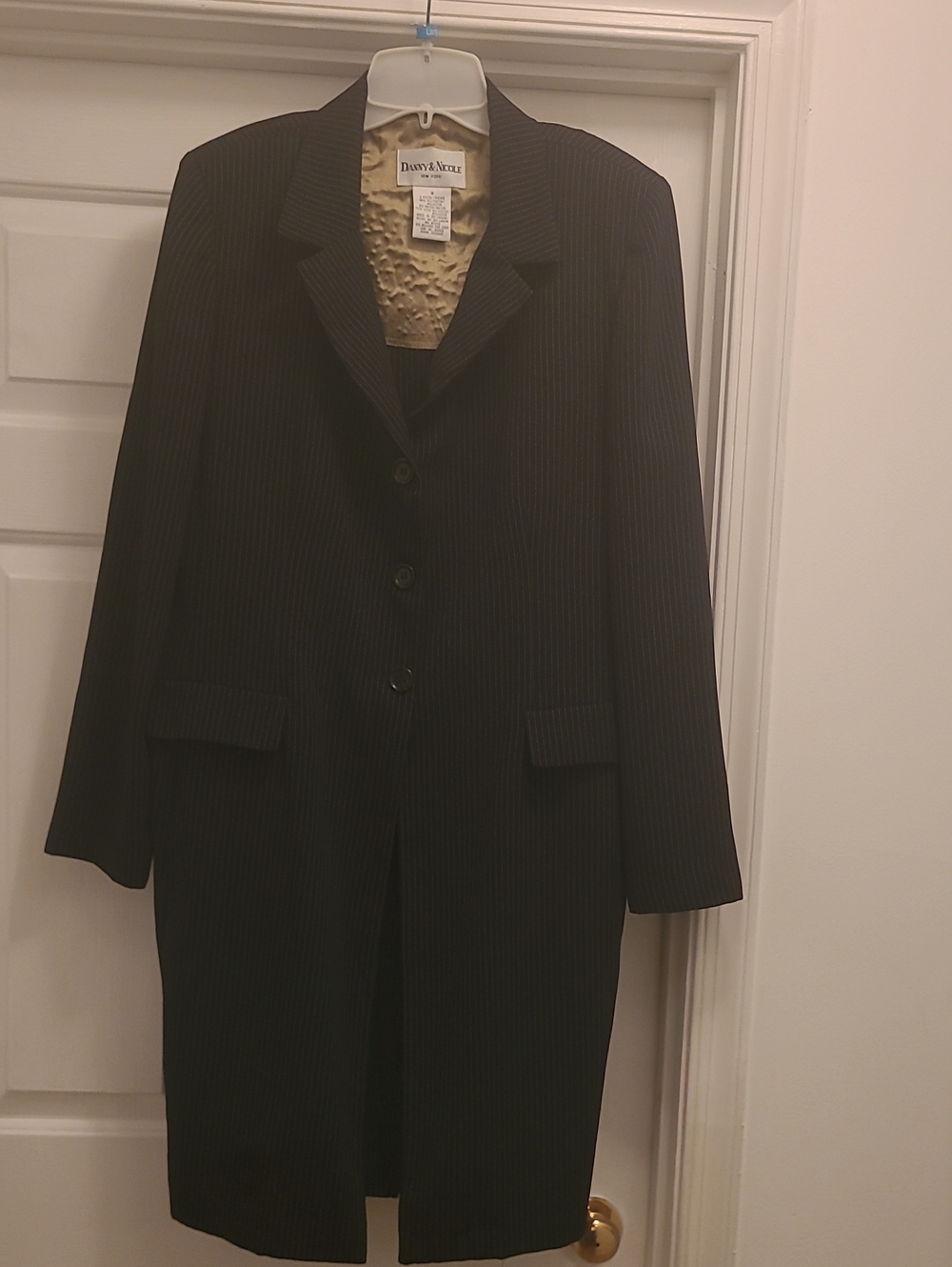 Danny & Nicole Black Pinstripe Long Blazer